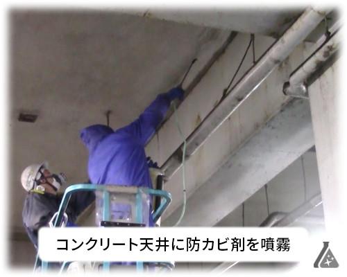 コンクリート天井のカビ取り・防カビ対策工事